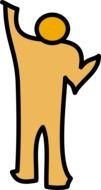 figure with a raised hand as a graphic image