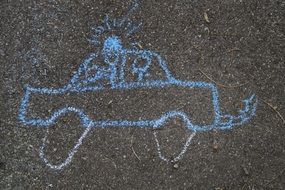 chalk drawing of police car