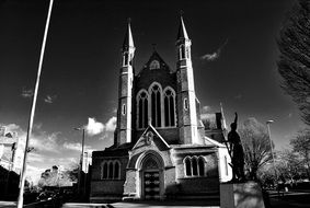 church in Portsmouth in black and white