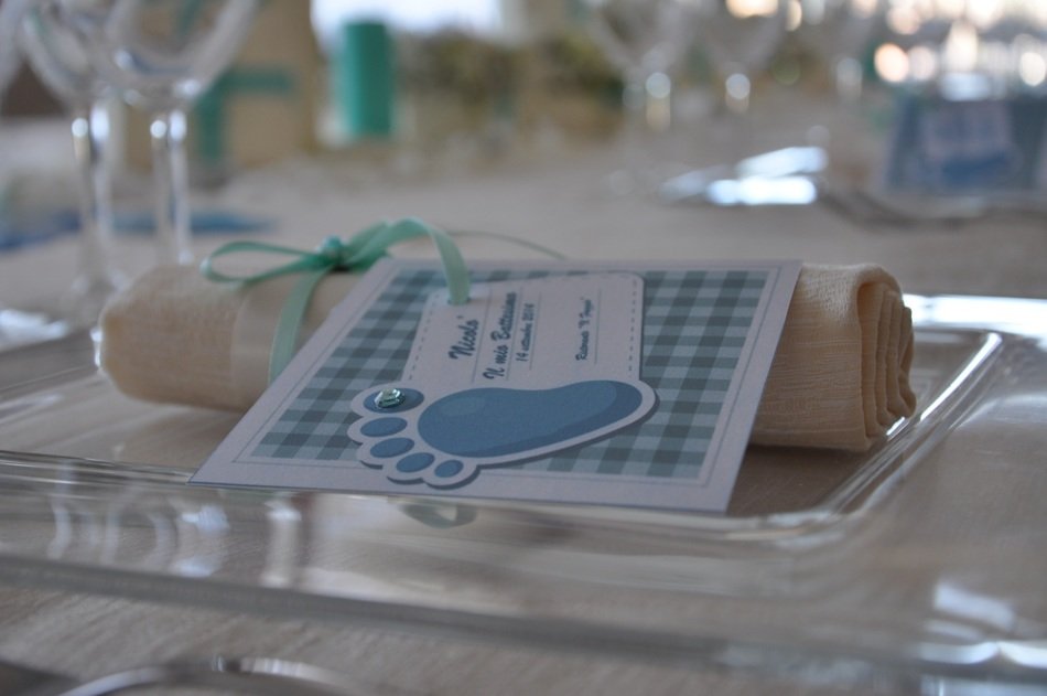 card on the table with the baptism of the child