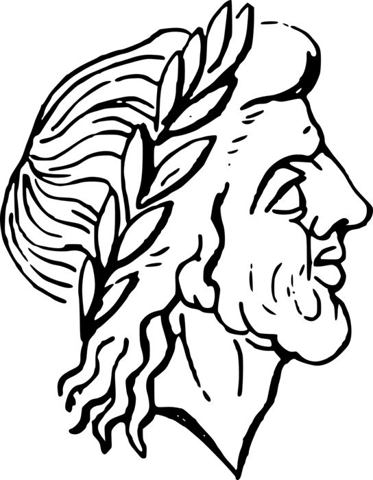 head of an ancient man with a wreath