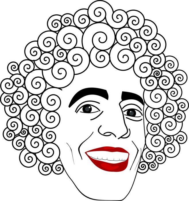 drawing clown head with red lips