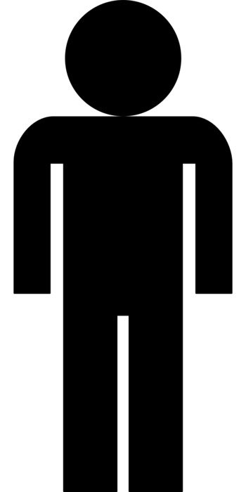black silhouette of a man for the toilet