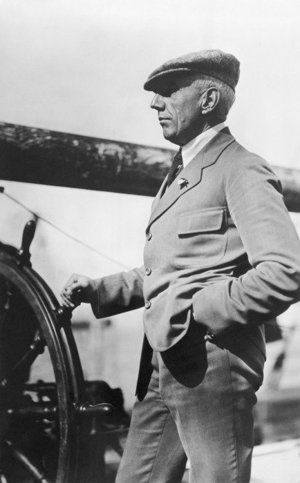 black and white photo of captain roald amundsen