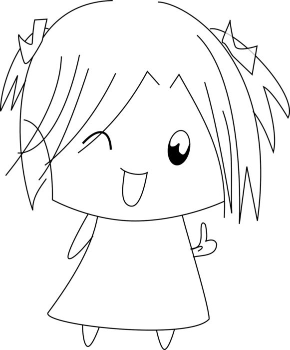 cute winking girl, illustration
