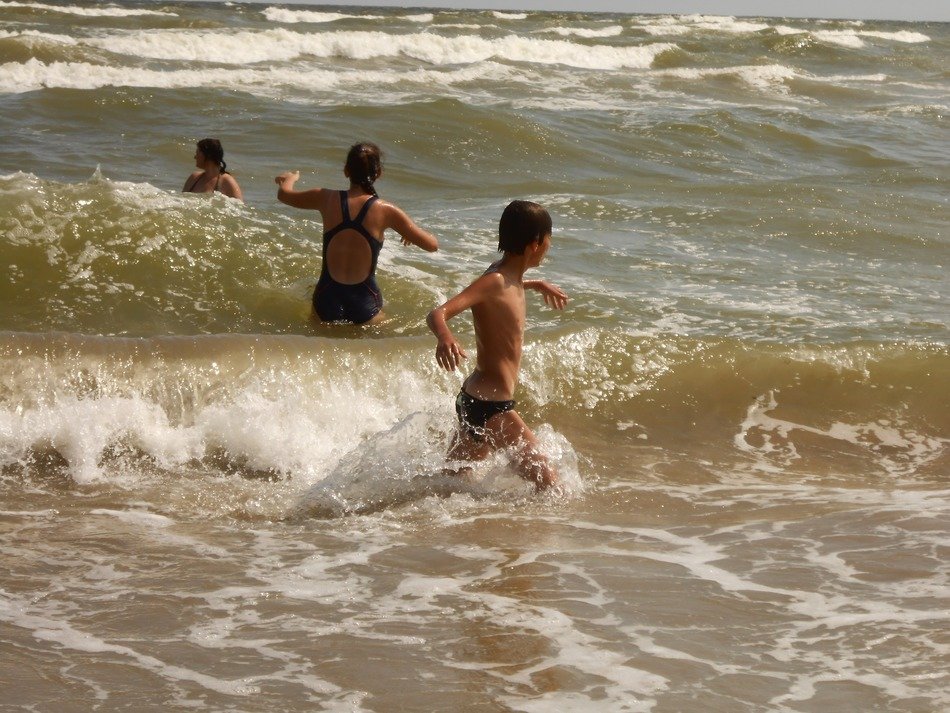 teenagers swim in the sea,Ukraine