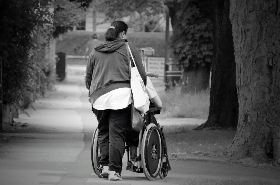 nurse and retired in a wheelchair