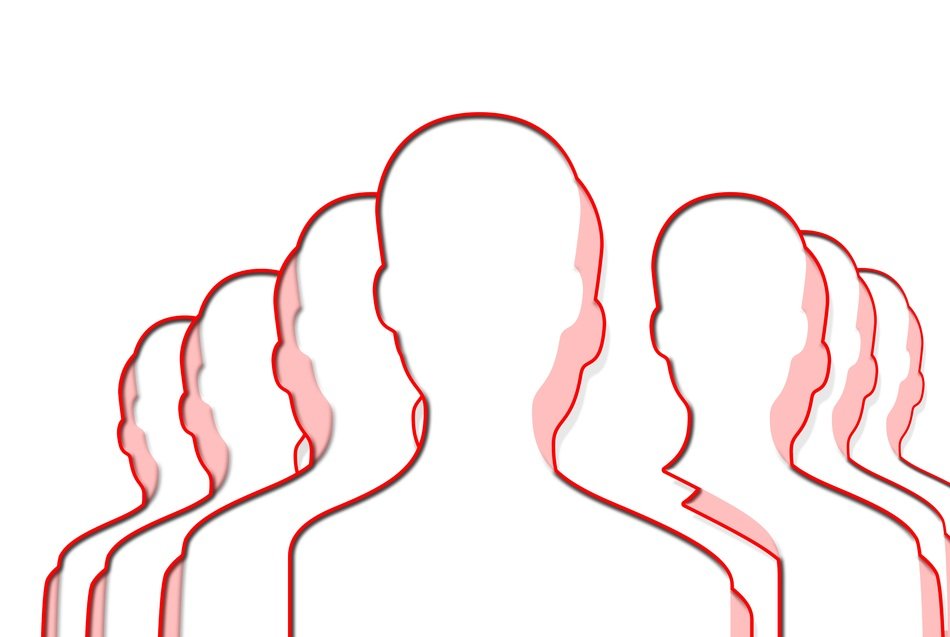 pink silhouettes of the people