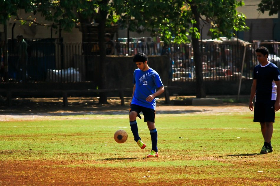 football player on the colorful field in India