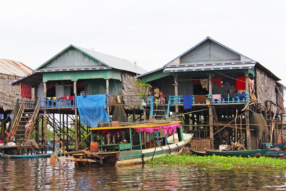 View of a floating village in Cambodia