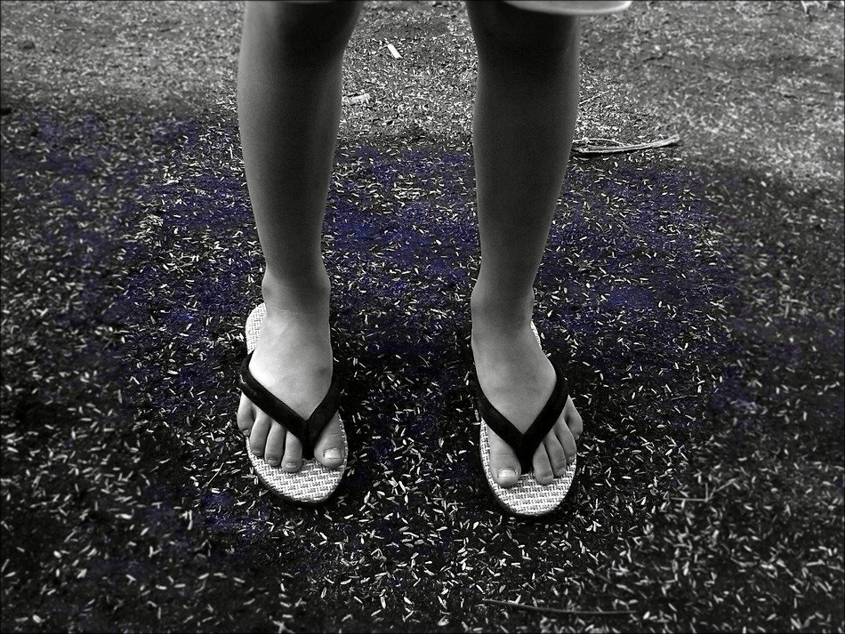 child girl feets in sandals