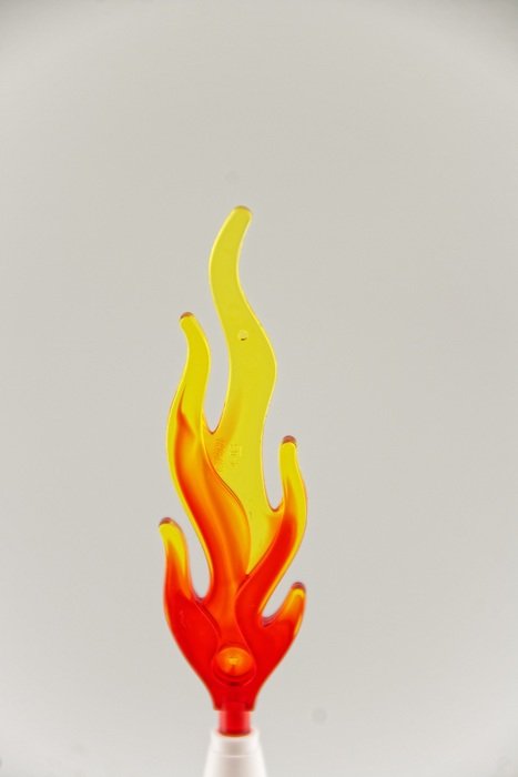 the Lego toy showing flame