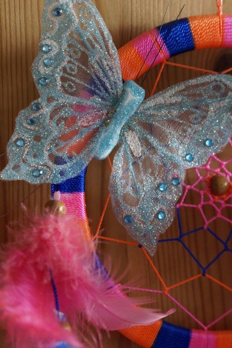 artificial butterfly on the dream catcher