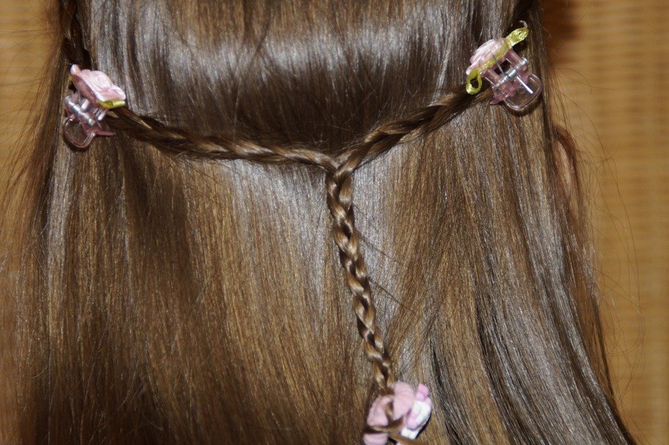 girlish hairdress with plaits