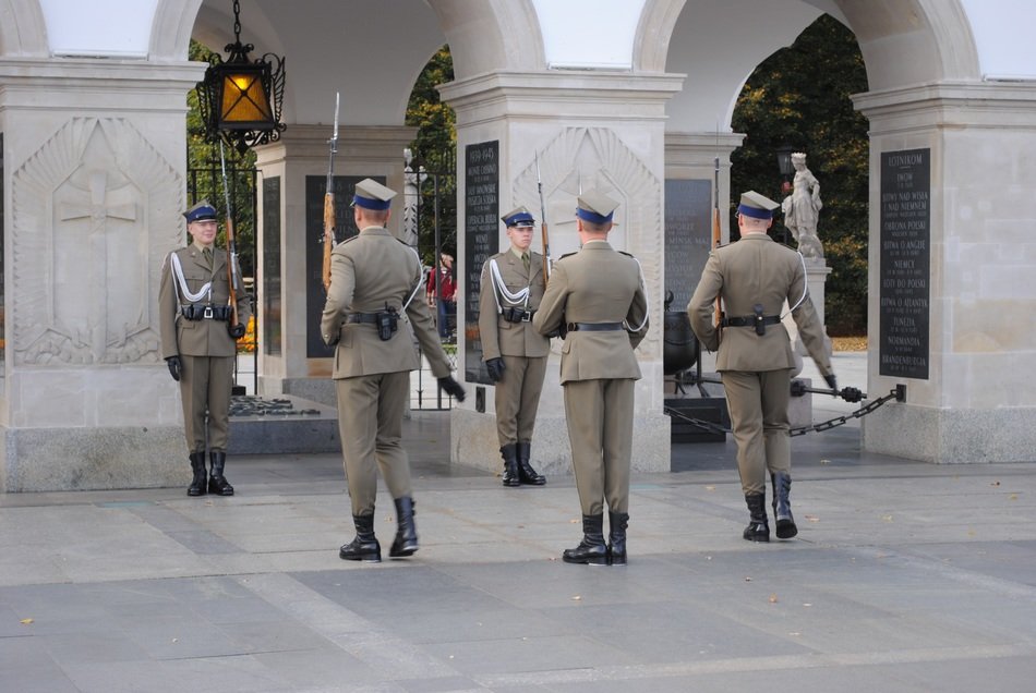 Soldiers near the columns