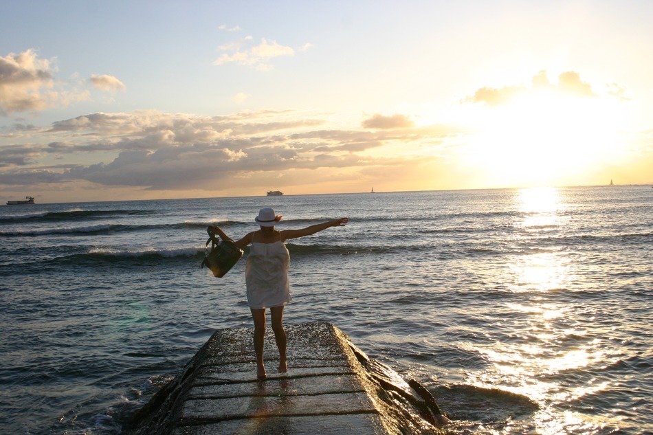 woman on the beach in hawaii