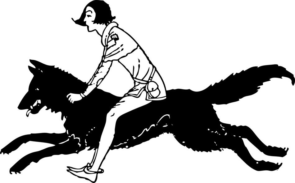girl on the wolf as a graphic image