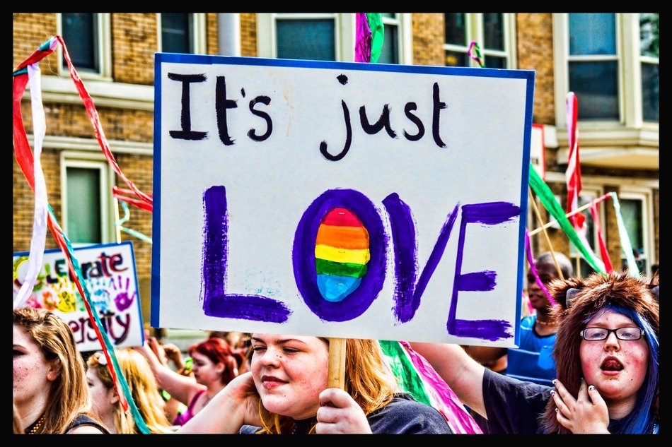 gay pride its just love as a picture in a black frame