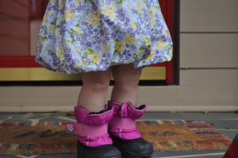 baby's boots in rainy weather