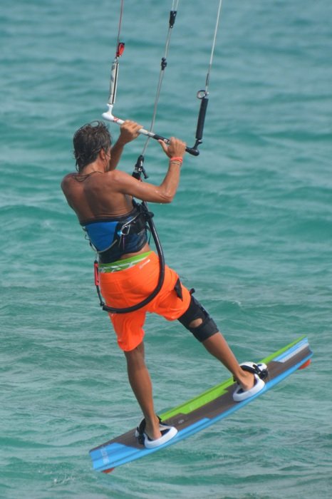 Back view of kite surfing