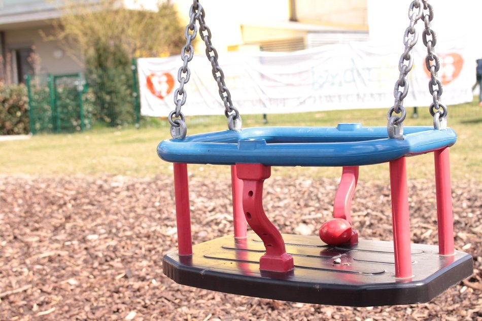 swing on the playground closeup