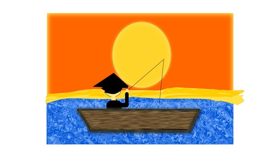 asian boat drawing in the river