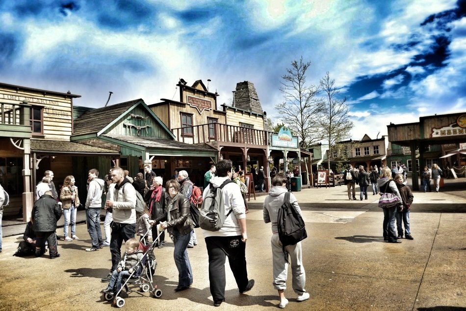 crowd of people in the family park