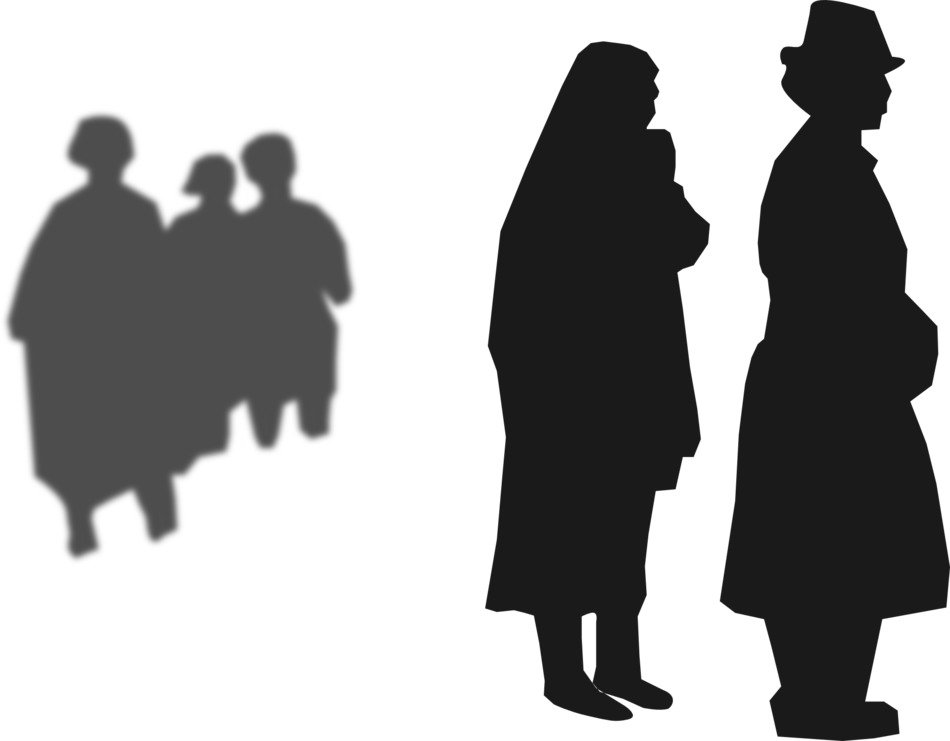 silhouettes of people in mourning