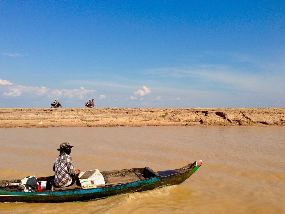 Boat in the river near the shore