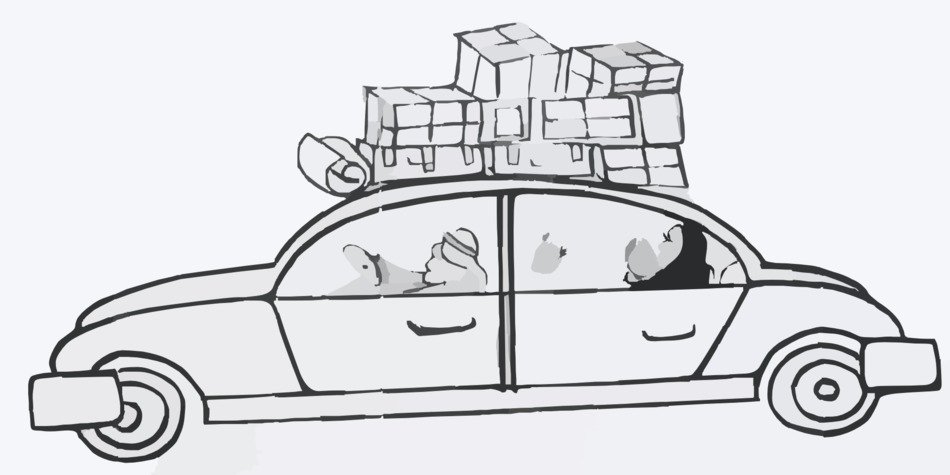 family in a car for travel as a graphic image