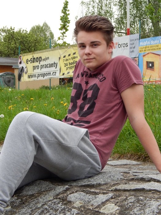 boy in the Park on a stone portrait
