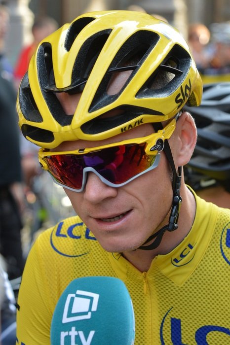cyclist in the yellow helmet at competitions