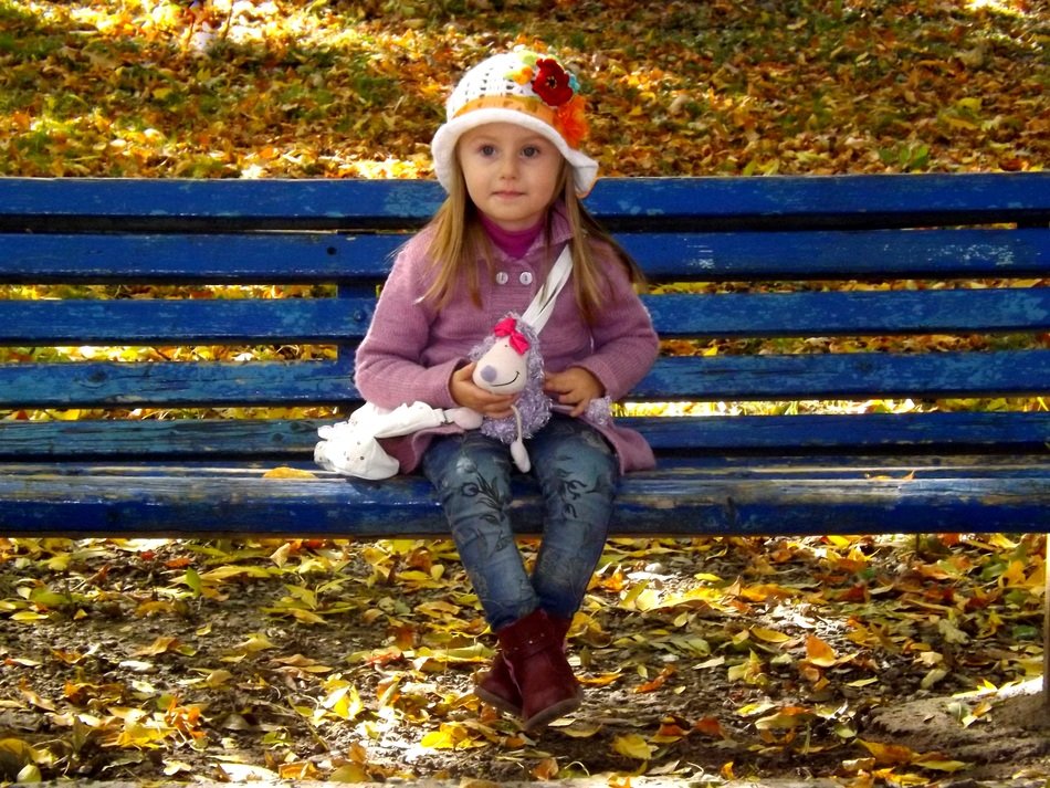 blond girl on the bank
