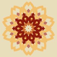 Vintage burgundy with orange mosaic petal flower