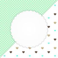 Green greeting card with hearts