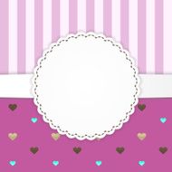 Pink striped greeting card template with hearts