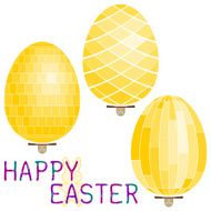 Happy easter greeting with gold color eggs