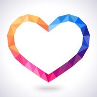 Romantic polygonal heart frame Vector illustration for lovely
