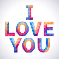 Romantic polygonal Love and You concept card Vector