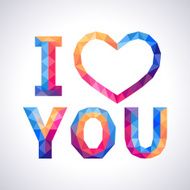 Romantic polygonal Love and Heart concept card Vector