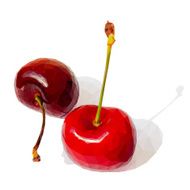 Vector art of red polygon cherry