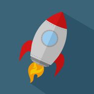Cartoon Rocket Flat Design With Background