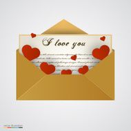 Envelop with letter and hearts