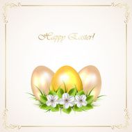 Golden Easter eggs with flowers