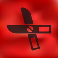 scissors icon on blurred background