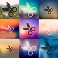 scissors icon on blurred background N2