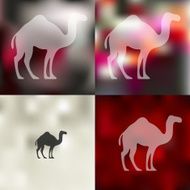 camel icon on blurred background