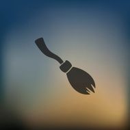witch broom icon on blurred background