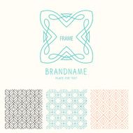 Vector set of outline emblems and patterns N4