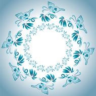 Illustration with floral ornament in blue tones